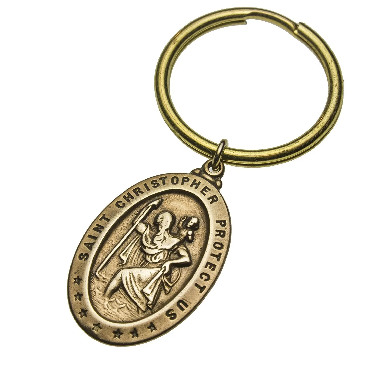 Saint Christopher Peace Bronze Key Chain