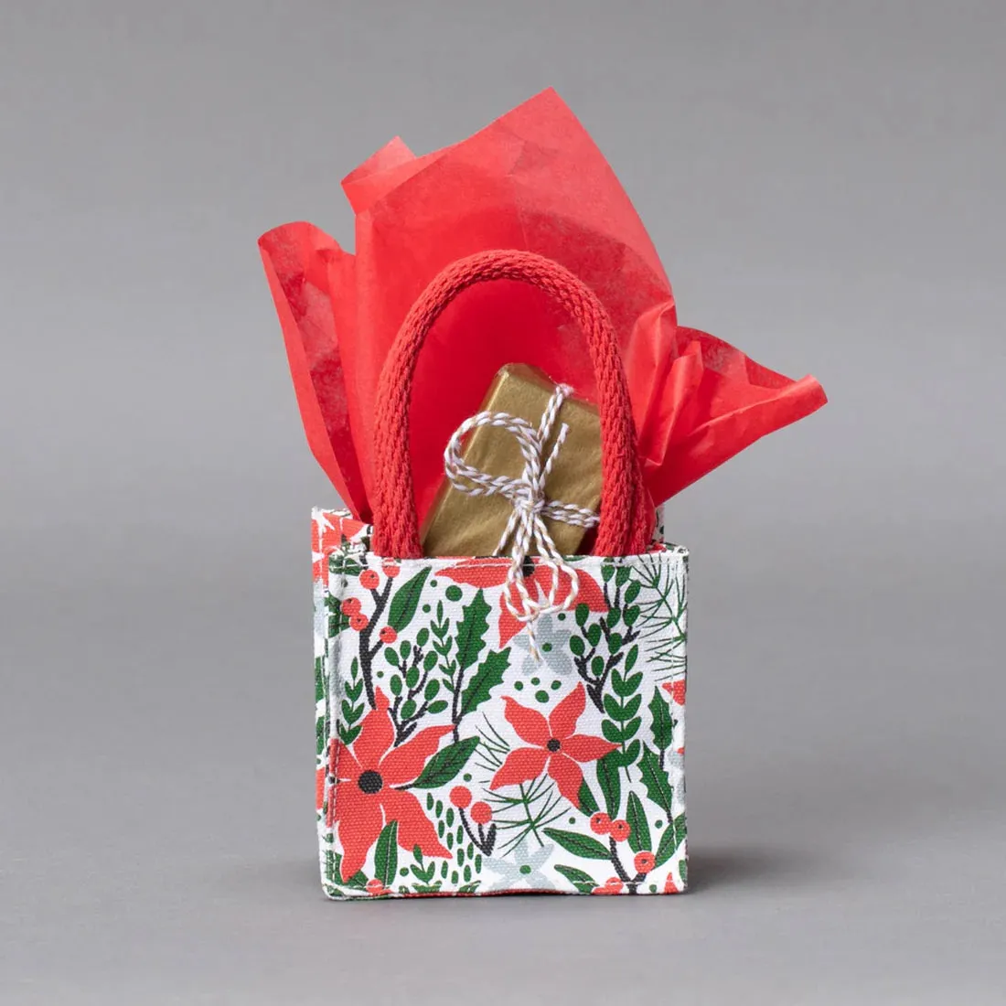 Small Itsy Bitsy Gift Bag - Holiday Poinsettia