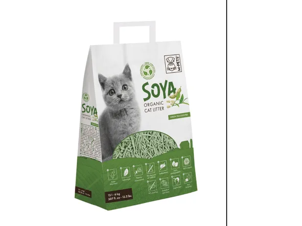 Soya Organic Cat Litter Green Tea Scented 15 L - 100% Biodegradable