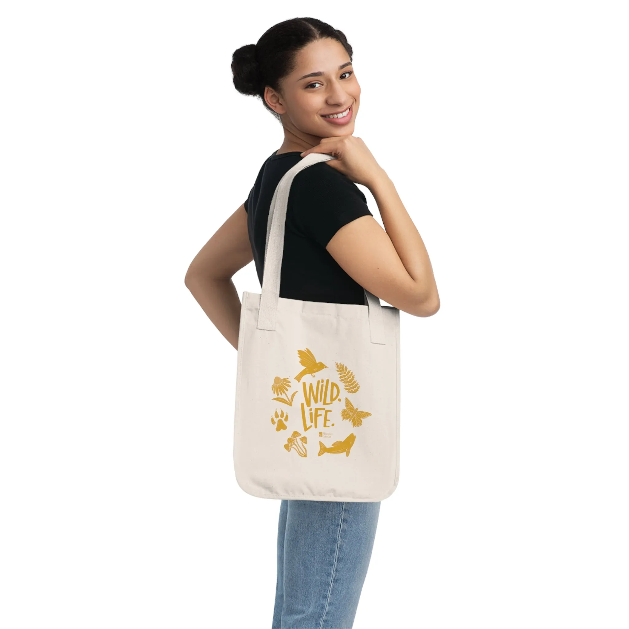 'wild. life.' organic canvas tote bag