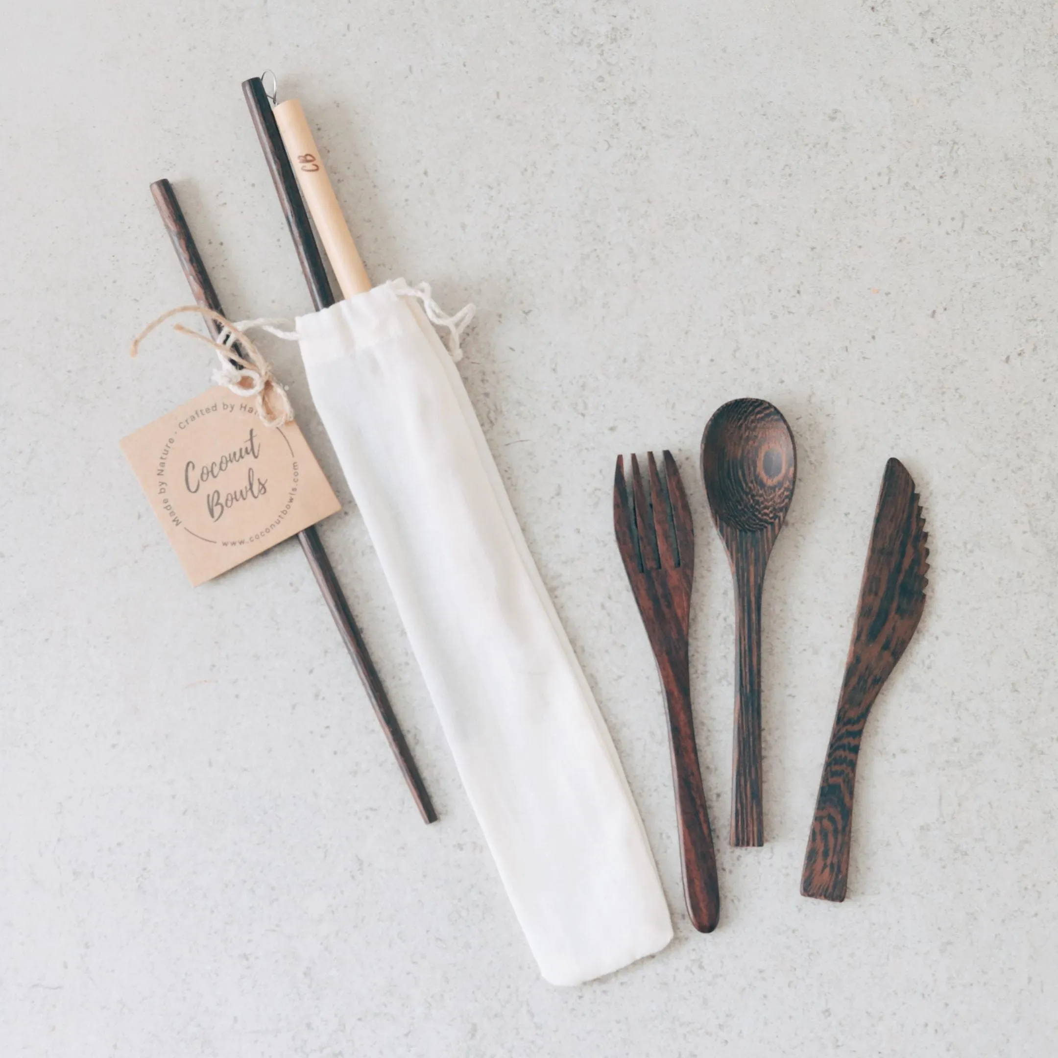 Wooden Buddha Cutlery Set