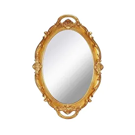 YCHMIR Vintage Mirror Small Wall Mirror Hanging Mirror 37 x 25.4 cm Oval Gold